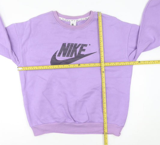 Nike Womens Purple Logo Sweatshirt Size 12 Pullover Crew Neck