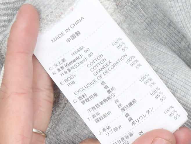 Nike Womens Grey Striped Sweatshirt UK 10 Crew Neck Long Sleeve