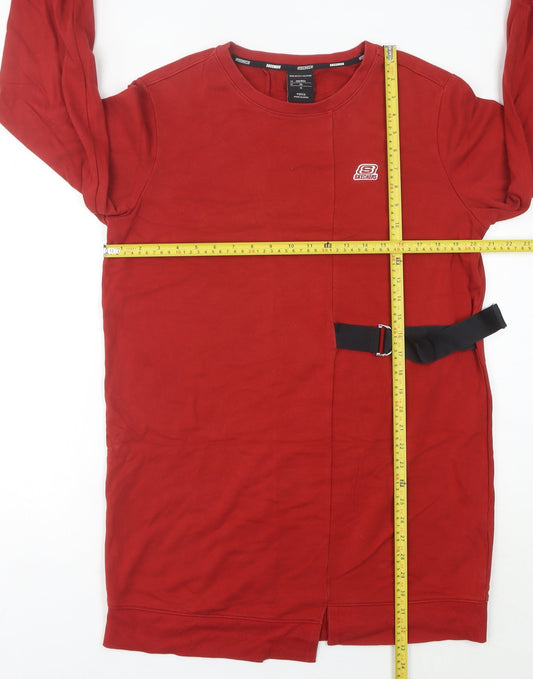 Skechers Women’s Red Long Sleeve T-Shirt Dress Size 8 Belted Casual