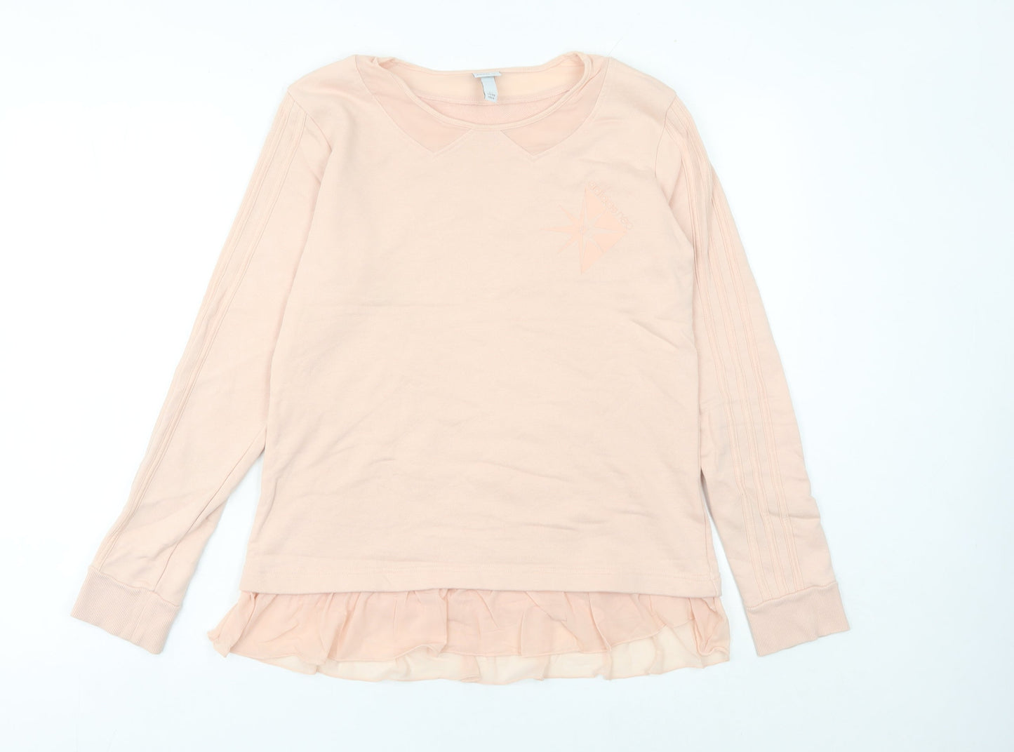 Adidas Women’s Pink Sweatshirt UK 12 Ruffle Hem Long Sleeve Pullover