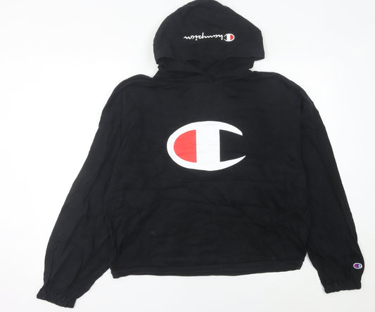 Champion Women's Black Pullover Hoodie Size 10 UK L Logo Sportswear