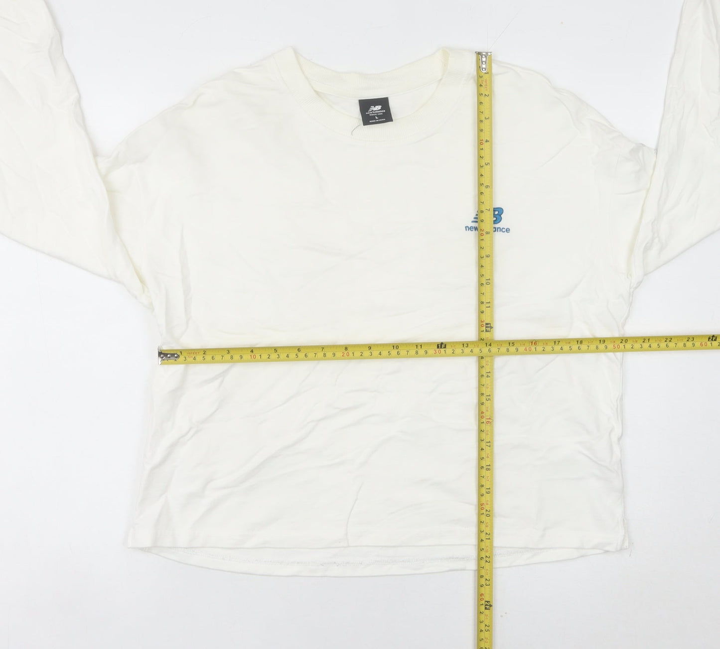 New Balance Women’s White Sweatshirt Size 8 Logo Print Long Sleeve