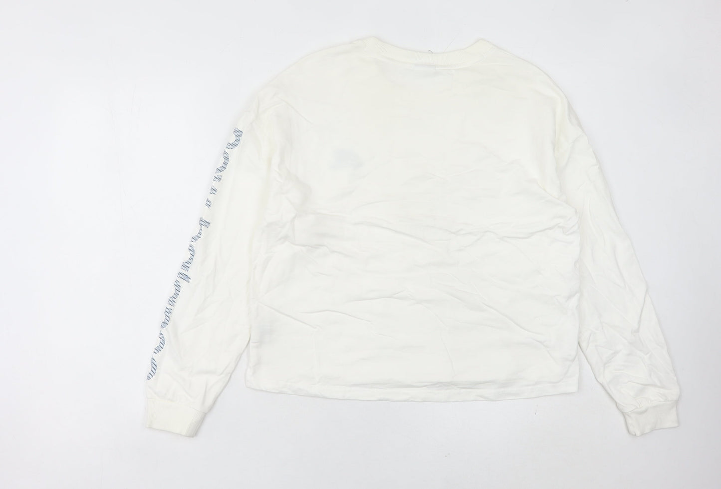 New Balance Women’s White Sweatshirt Size 8 Logo Print Long Sleeve