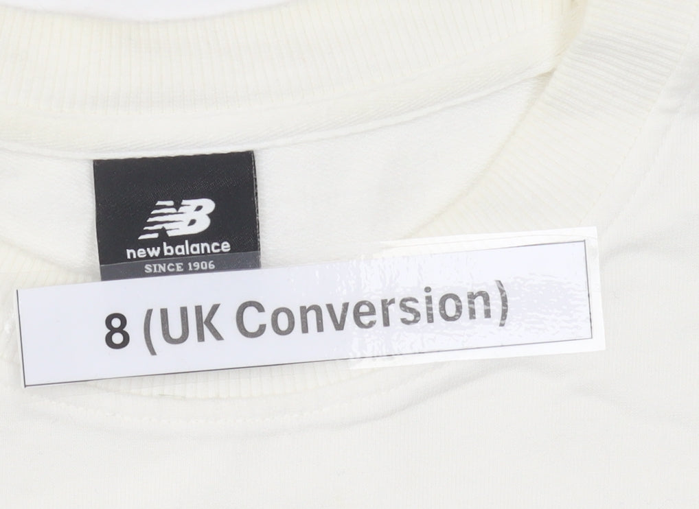 New Balance Women’s White Sweatshirt Size 8 Logo Print Long Sleeve