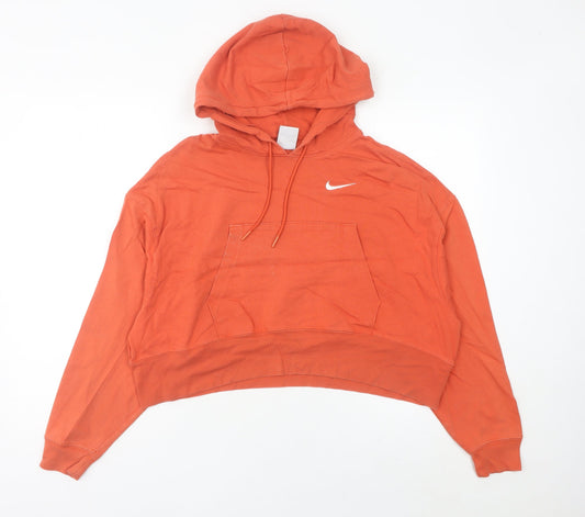 Womens UK 4 Relaxed Nike Orange Pullover Hoodie