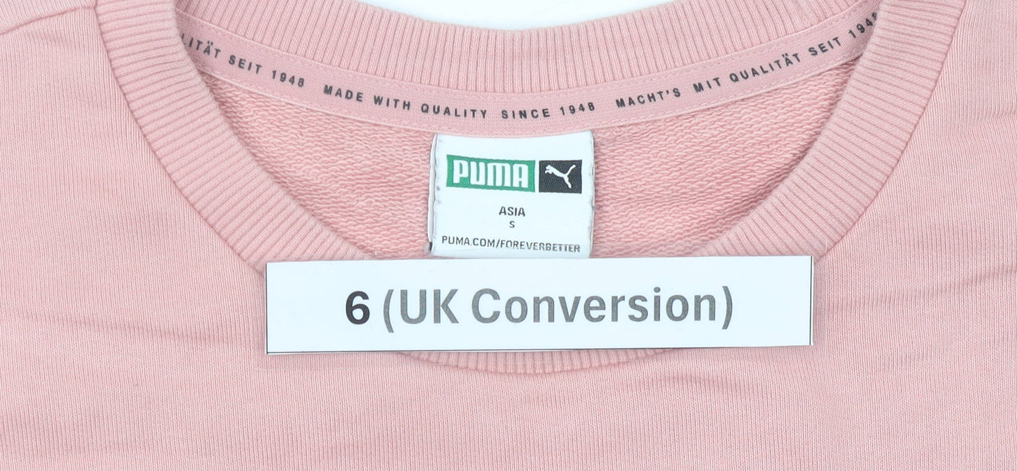 Puma Womens Pink Logo Sweatshirt Size 6 UK Pullover Casual