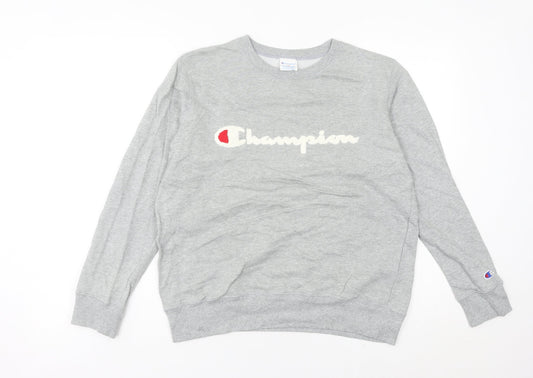 Champion Women’s Grey Logo Pullover Sweatshirt Size 8 UK