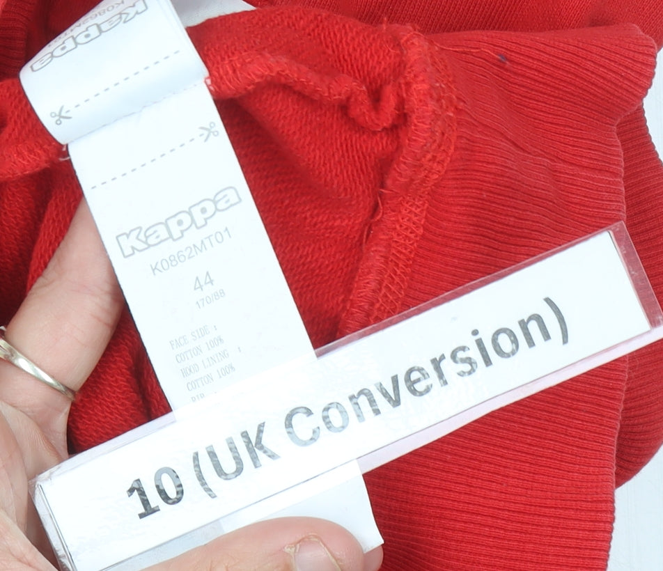 Kappa Womens Red Hoodie UK 10 Cotton Pullover Logo Sweatshirt