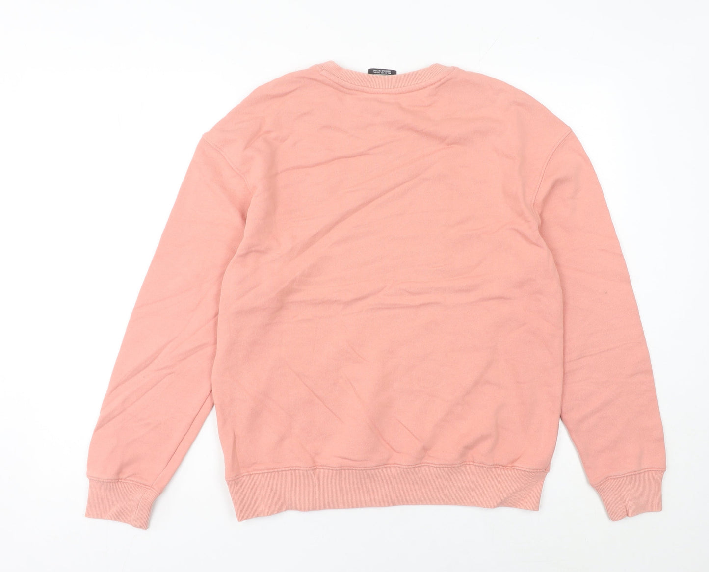 Nike Women's Pink Cotton Sweatshirt Size 6 UK Logo Print Crew Neck