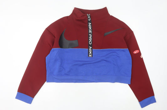 Womens UK 14 Regular Nike Multicoloured Pullover Sweatshirt