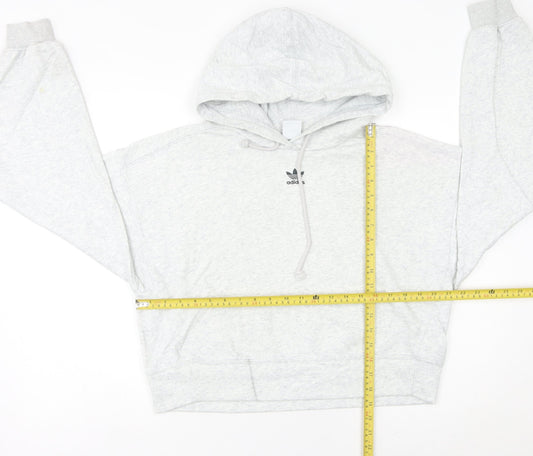 Adidas Women’s Grey Hoodie Size 8 UK Cotton Blend Pullover