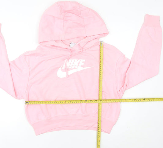 Nike Women’s Pink Hoodie Size 8 UK Pullover Cotton Blend Sweatshirt