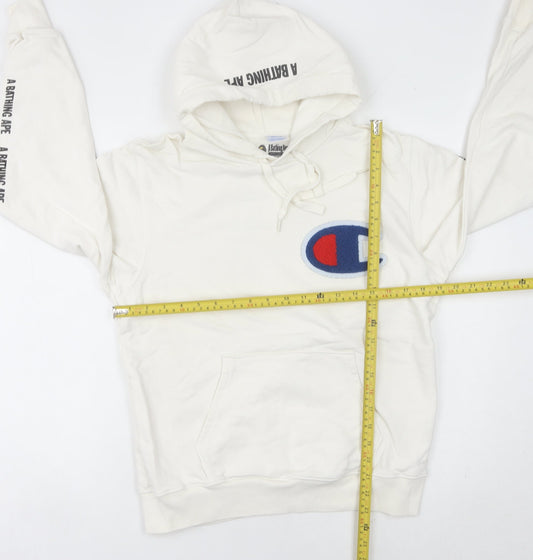 Champion x A Bathing Ape Womens White Hoodie Size 8 Logo Pullover