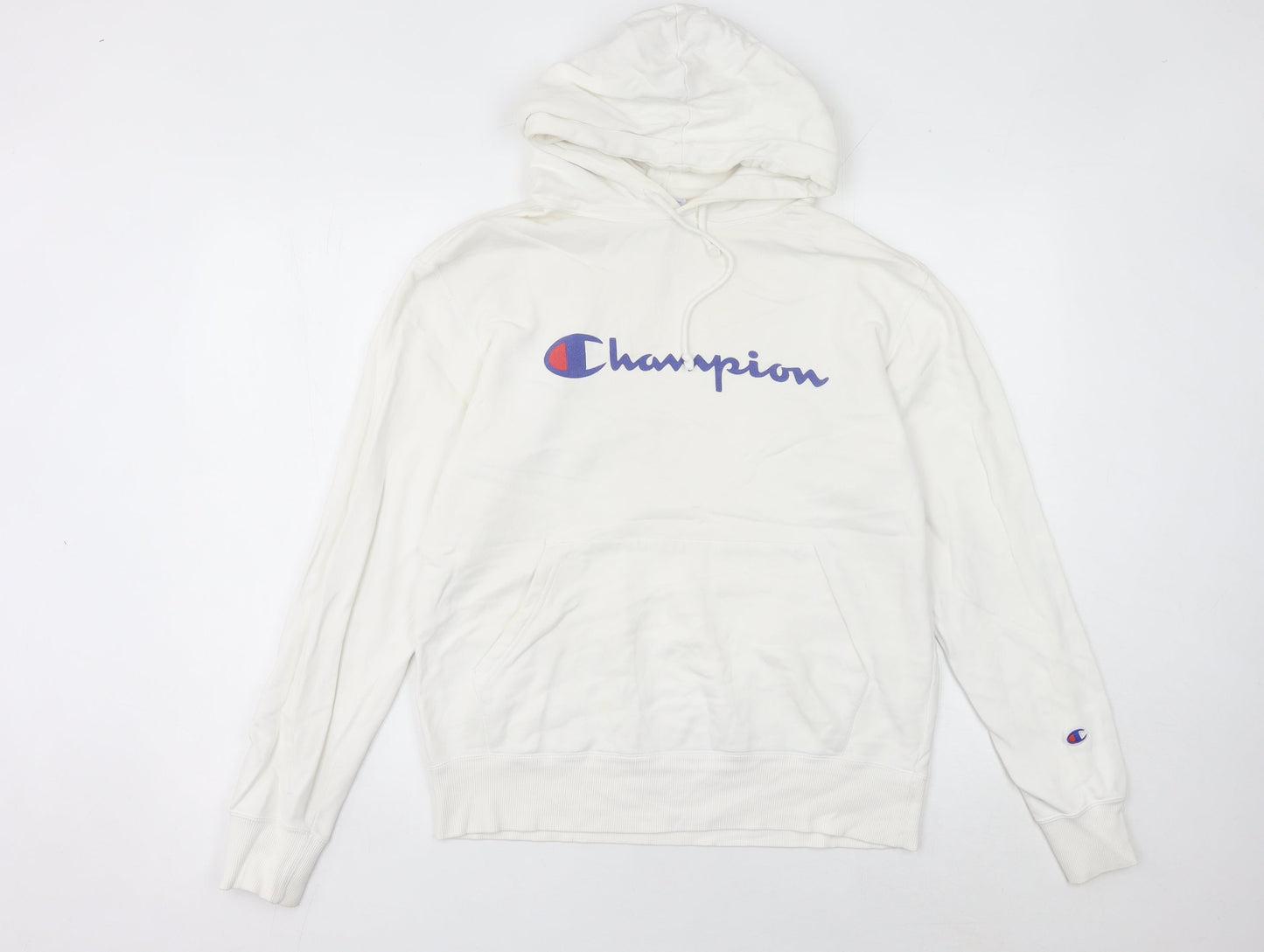 Champion Women’s White Hoodie UK 10 Pullover Logo Athletic Casual