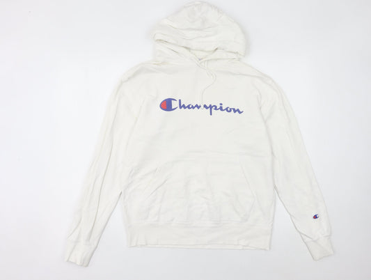 Champion Women’s White Hoodie UK 10 Pullover Logo Athletic Casual