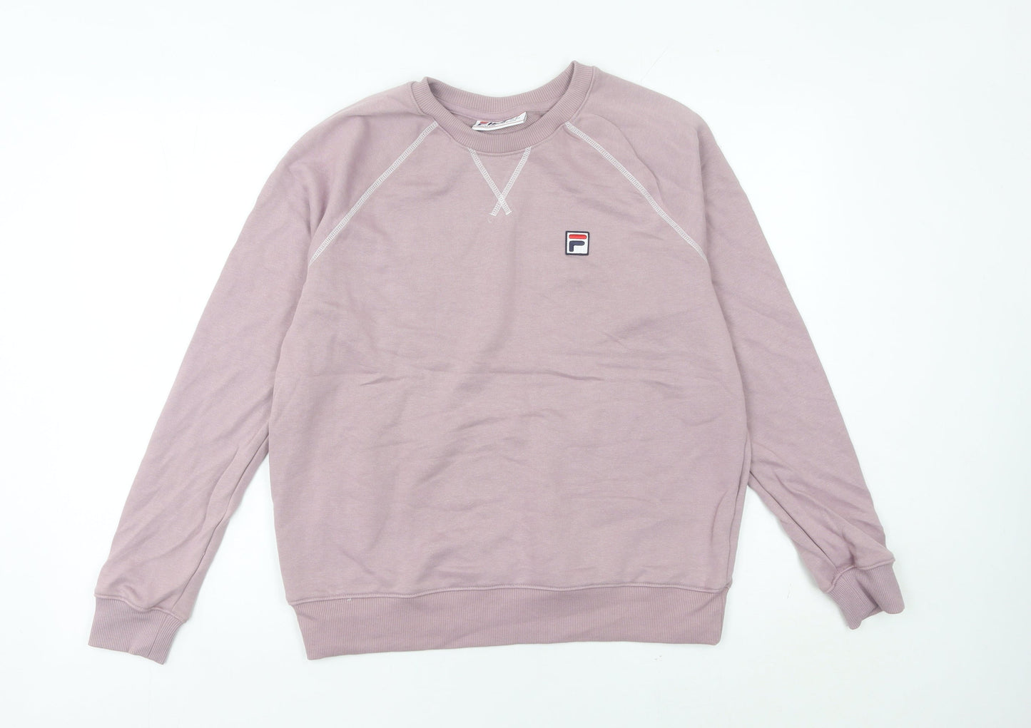 Fila Women’s Pink Logo Sweatshirt UK M Regular Fit Crew Neck