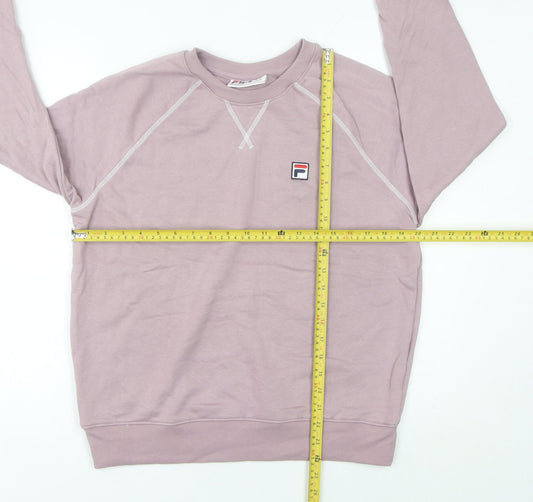 Fila Women’s Pink Logo Sweatshirt UK M Regular Fit Crew Neck