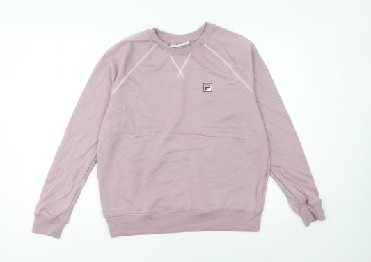 Fila Womens Pink Logo Sweatshirt Medium Crew Neck Pullover