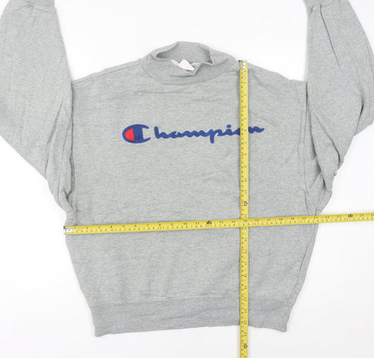 Champion Womens Grey Sweatshirt UK 6 Small Logo Embroidered Pullover
