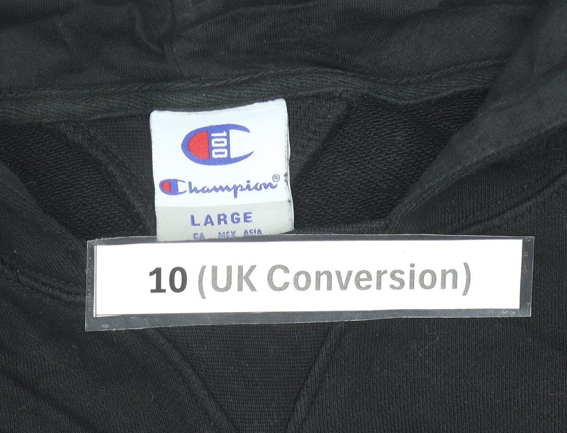 Champion Womens Black Hoodie Size 10 Pullover Embroidered Logo