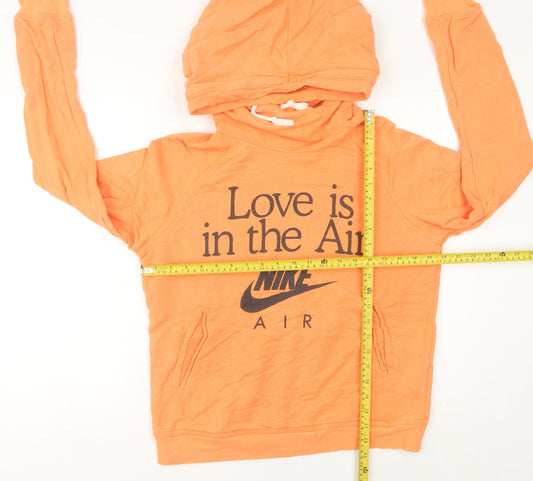 Nike Womens Orange Pullover Hoodie Size 12 Graphic Sportswear