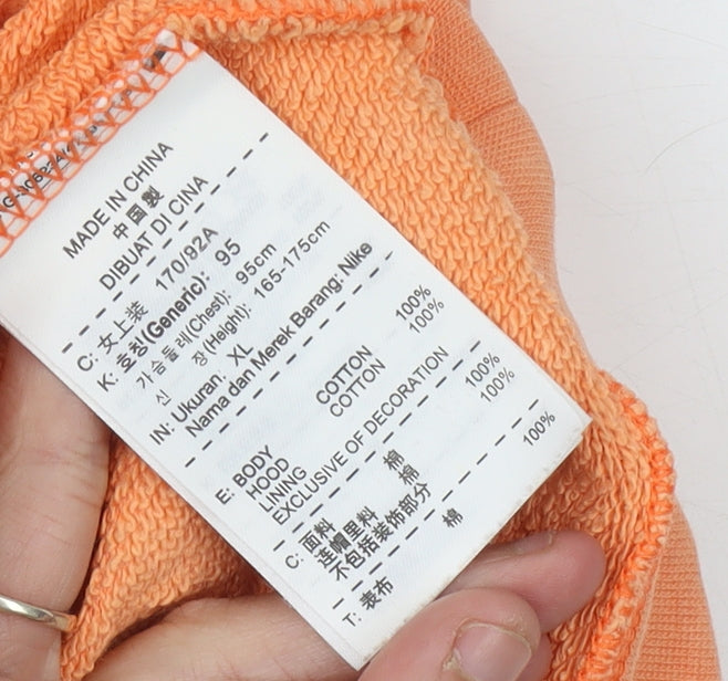 Nike Womens Orange Pullover Hoodie Size 12 Graphic Sportswear