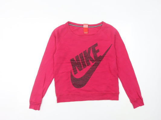 Womens UK 8 Regular Nike Pink Pullover Sweatshirt