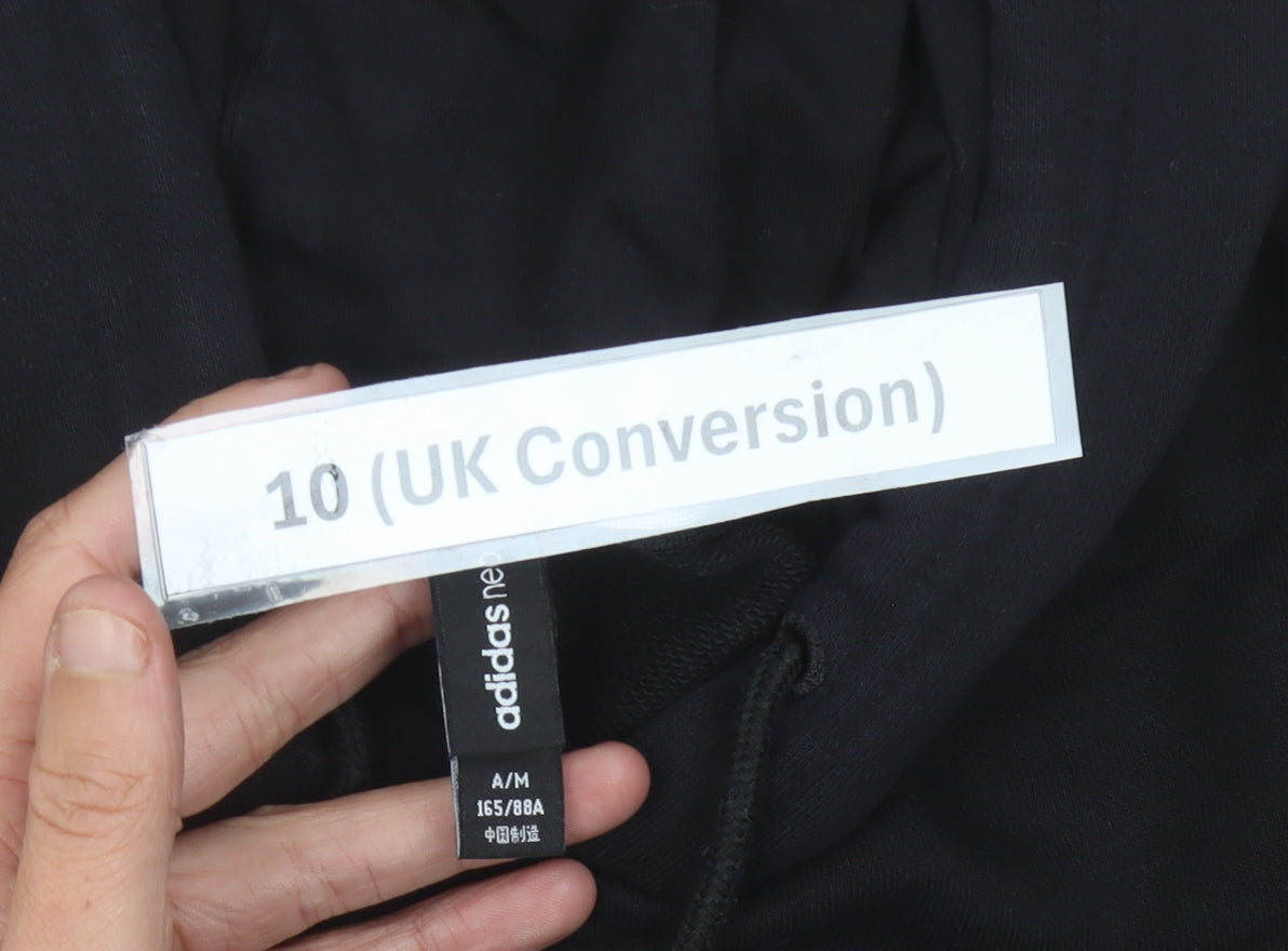 Adidas Womens Black Pullover Hoodie Size 10 Logo Sports Casual