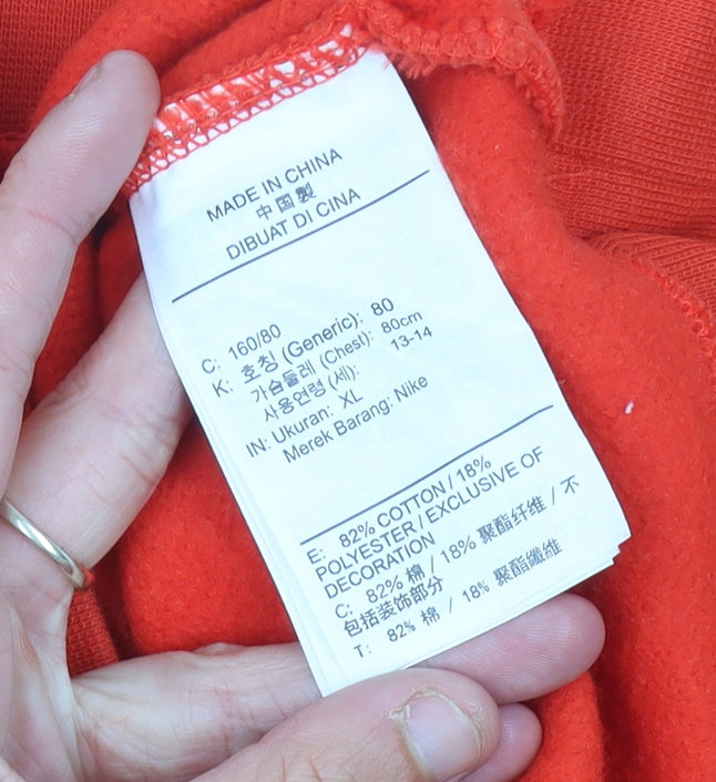 Nike Teens Red Pullover Sweatshirt Size 6 Logo Crew Neck