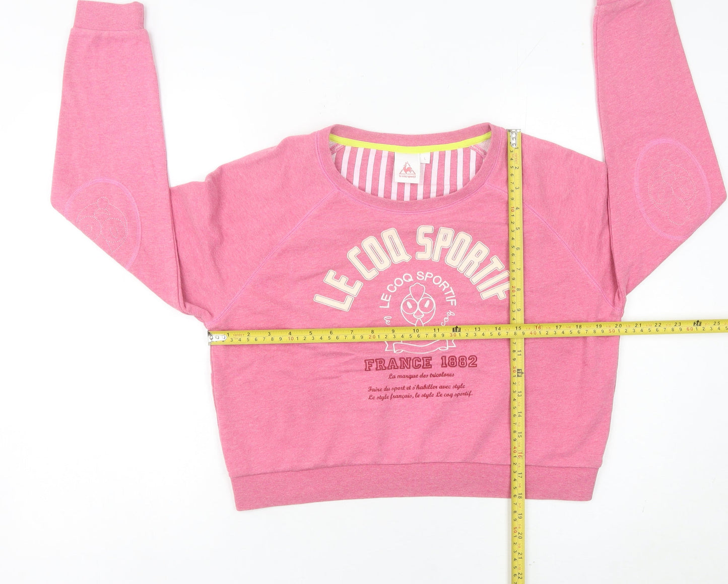 Le Coq Sportif Womens Pink Sweatshirt Size 10 Graphic Print Lined