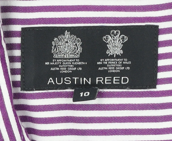 Austin Reed Women’s Purple Striped Button-Up Shirt Size 10 Cotton