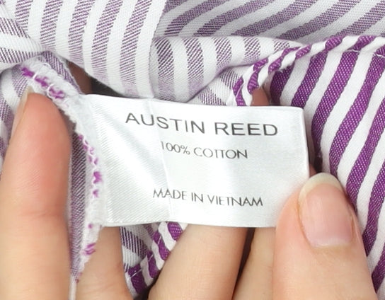 Austin Reed Women’s Purple Striped Button-Up Shirt Size 10 Cotton