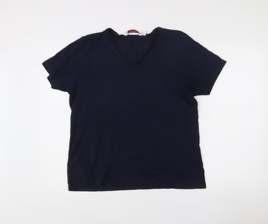 EWM Women’s Navy Blue Cotton V-Neck T-Shirt Size 18