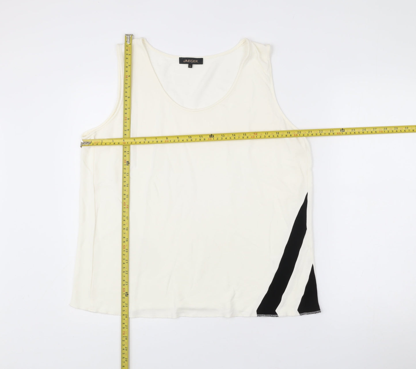Jaeger Womens Ivory XL Sleeveless Tank Top Scoop Neck Viscose