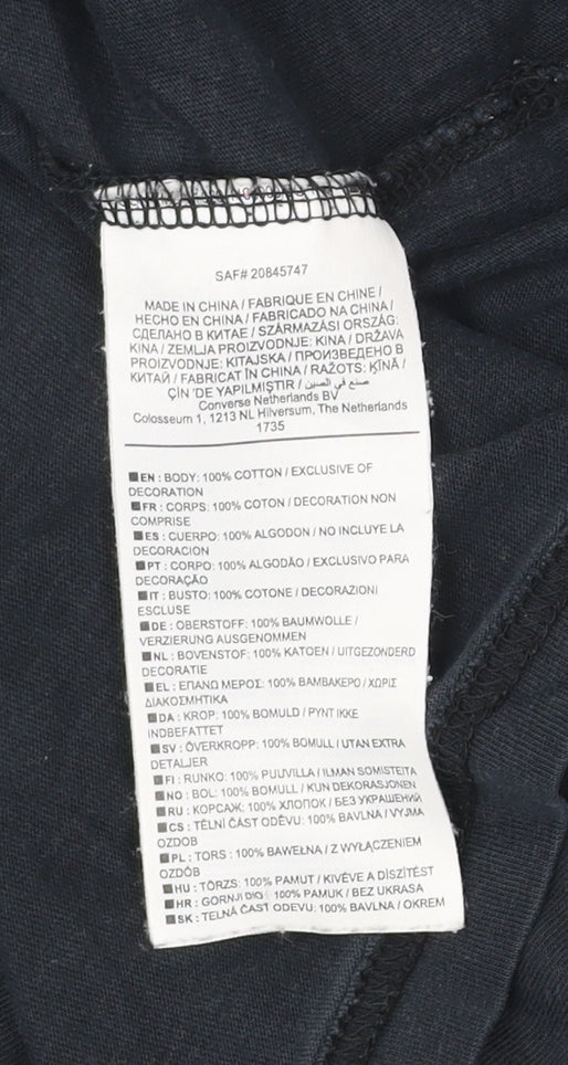 Converse Mens Black XS Graphic Logo T-Shirt Crew Neck Cotton