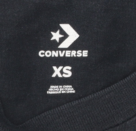 Converse Mens Black XS Graphic Logo T-Shirt Crew Neck Cotton
