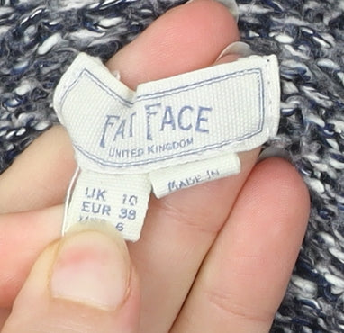 Fat Face Women’s Grey Knit Hooded Coatigan Size 10 Zip Pockets