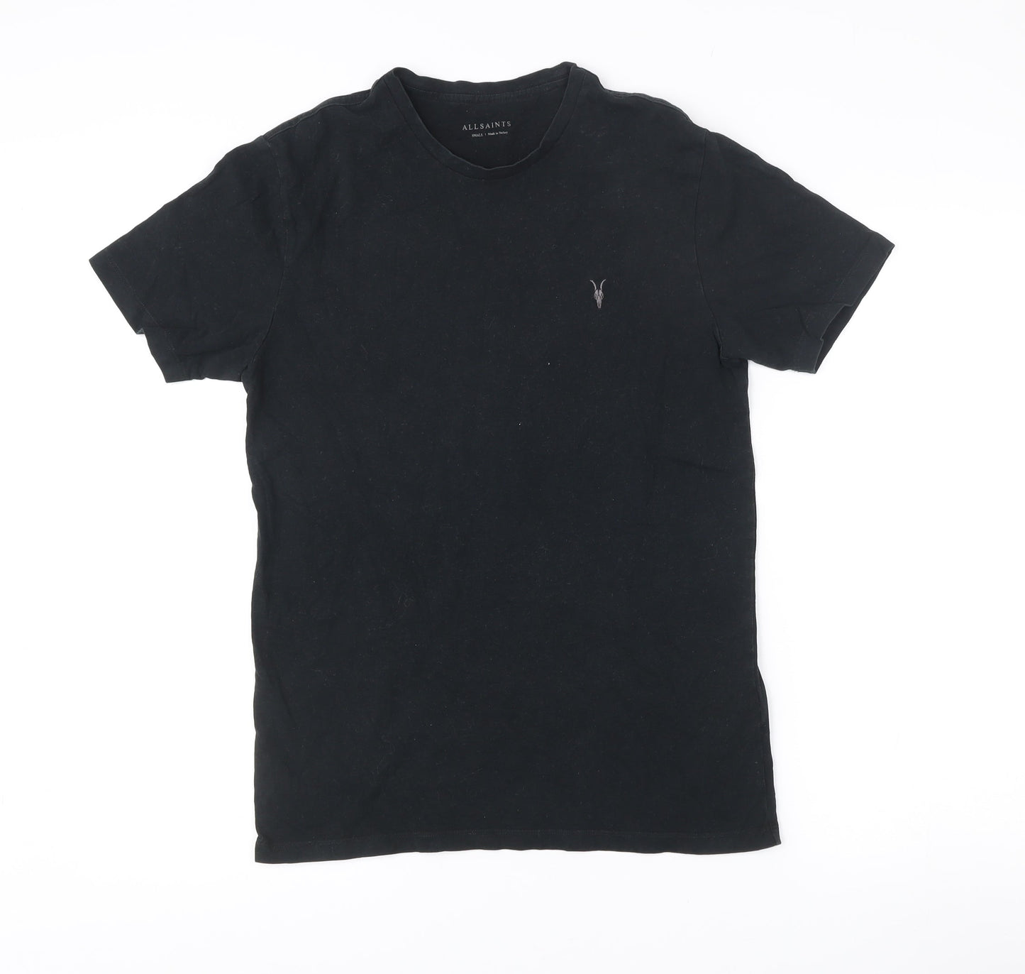 AllSaints Men’s Black Small Slim Fit Cotton Crew Neck T-Shirt