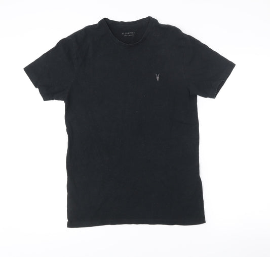 AllSaints Men’s Black Small Slim Fit Cotton Crew Neck T-Shirt