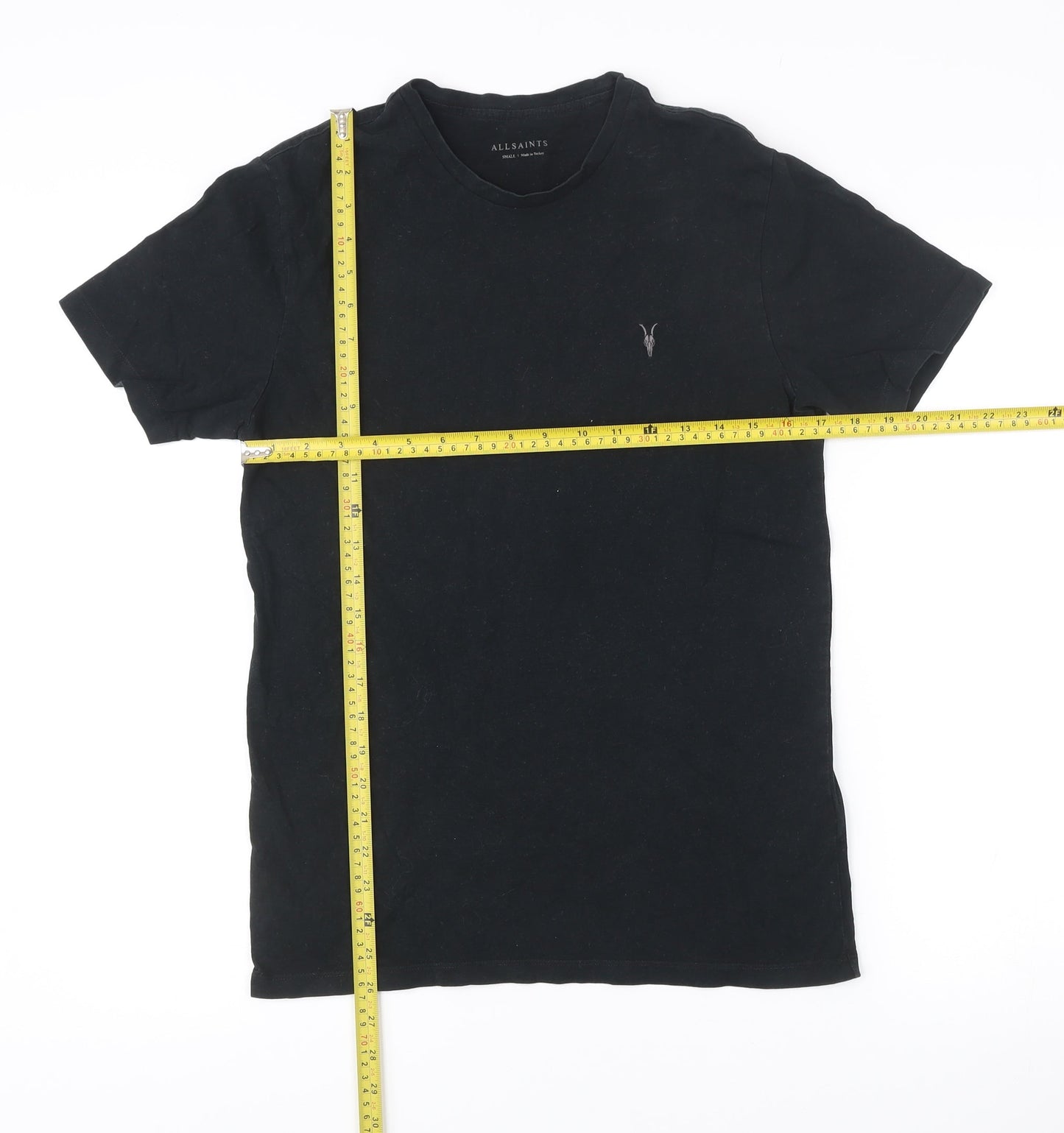 AllSaints Men’s Black Small Slim Fit Cotton Crew Neck T-Shirt