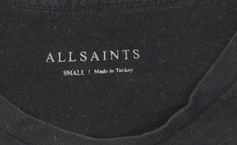 AllSaints Men’s Black Small Slim Fit Cotton Crew Neck T-Shirt