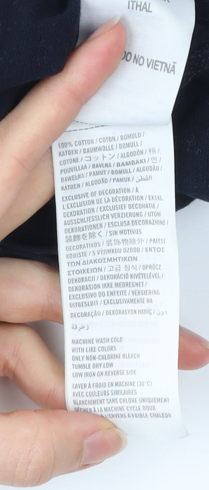 Hollister Men's Blue Small Graphic Print Crew Neck T-Shirt