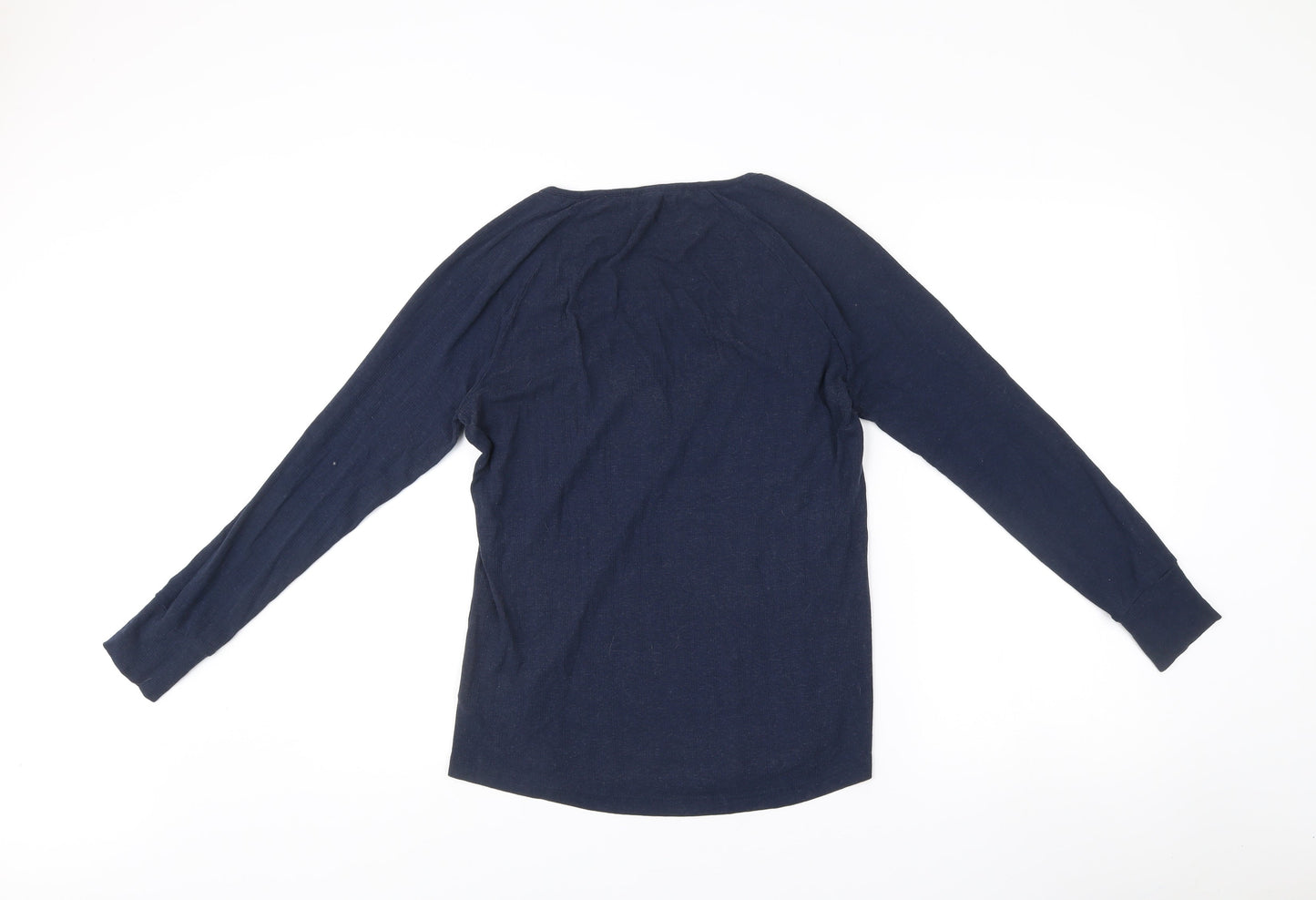 FatFace Womens Blue Size 10 Scoop Neck Long Sleeve Button-Up Top