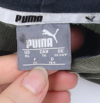 Puma Boys Green Pullover Hoodie Logo Print Size 13-14 Years