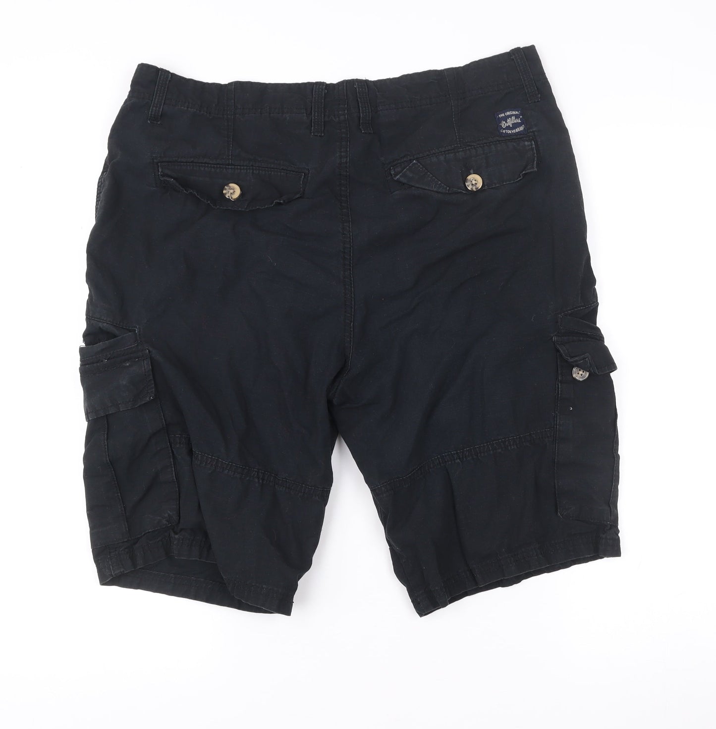 Tokyo Laundry Mens Black Cargo Shorts Size L 100% Cotton