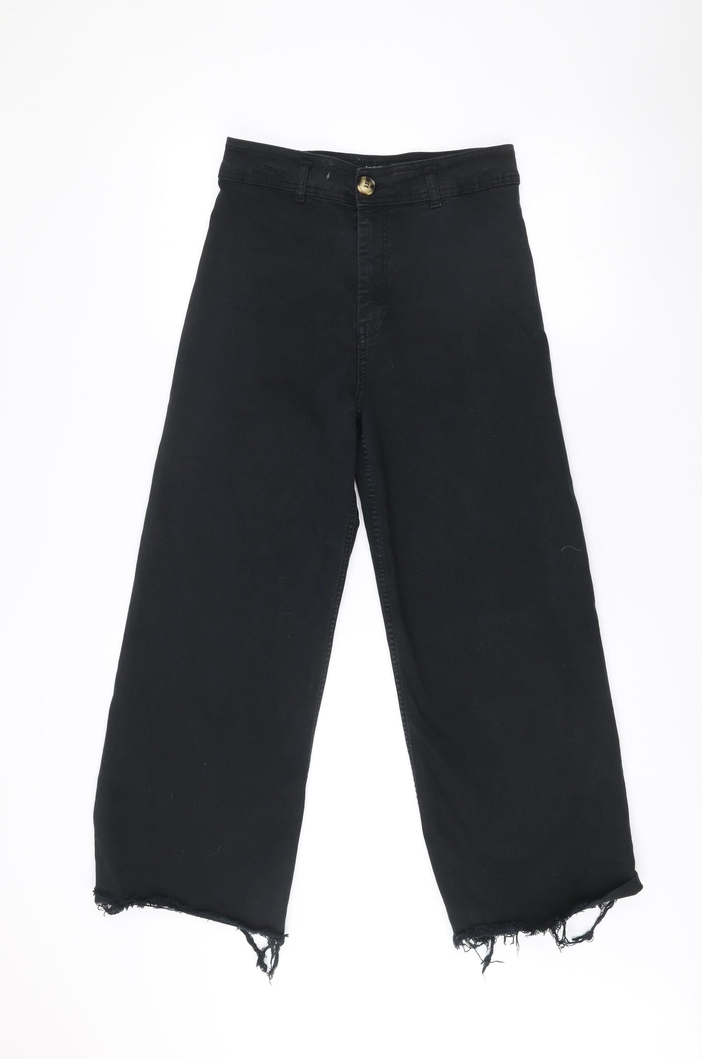 Stradivarius Women’s Black Wide-Leg Jeans Size 10 Relaxed Fit