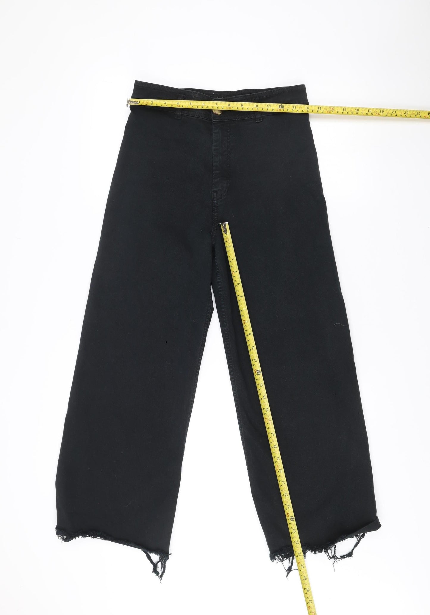 Stradivarius Women’s Black Wide-Leg Jeans Size 10 Relaxed Fit