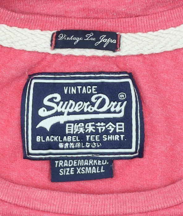 Superdry Womens Pink XS Slim Fit Short Sleeve Crew Neck T-Shirt