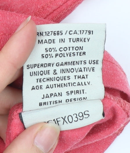 Superdry Womens Pink XS Slim Fit Short Sleeve Crew Neck T-Shirt