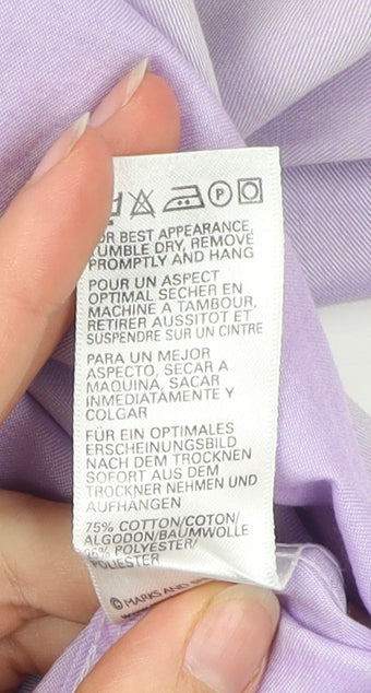 Marks and Spencer Men’s Purple Non-Iron Formal Dress Shirt 16” Collar Regular Fit